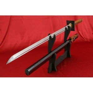 Kawashima ninja meč YASUNORI z uhlíkové oceli AISI 1045 s leštěnou imitací hamonu